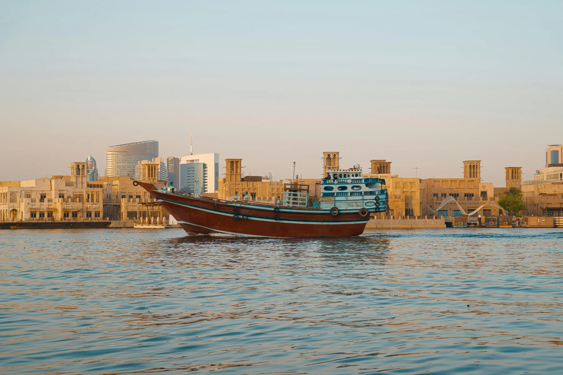 Traditional Dhow In Creek attraction in Dubai or Abu Dhabi UAE